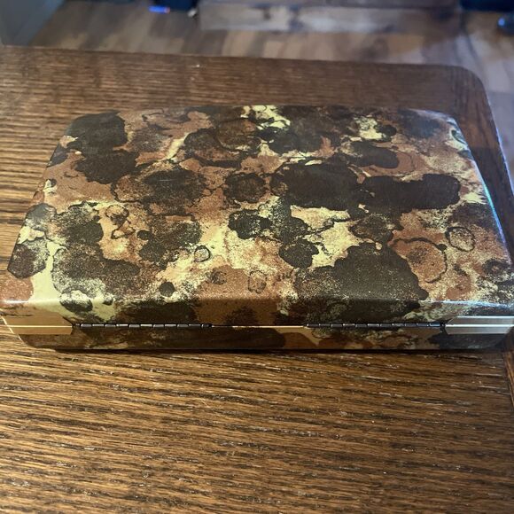 Vintage Mele Jewelry Box Clamshell Travel Ring Earring Case Tortoise Shell Gold - Picture 6 of 8